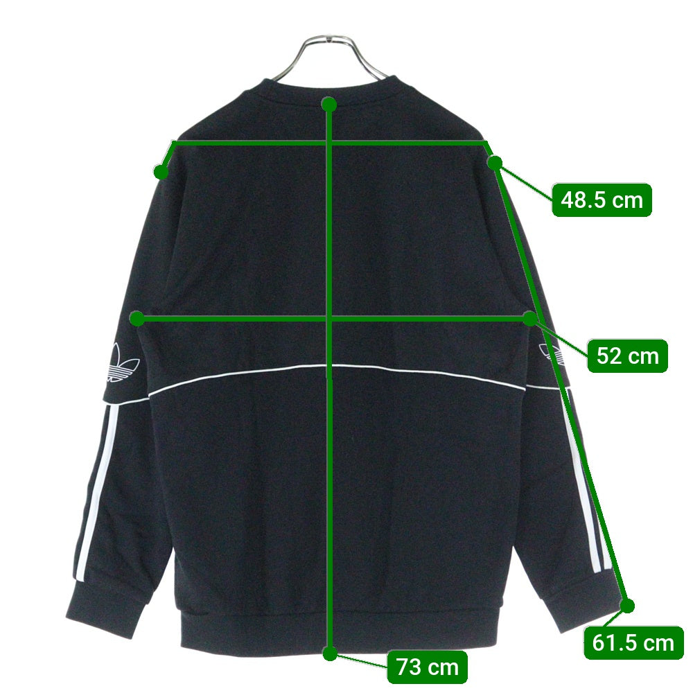 adidas(アディダス) ロゴワッペン付き サイドライン プルオーバースウェットトレーナー ブラック FM3856