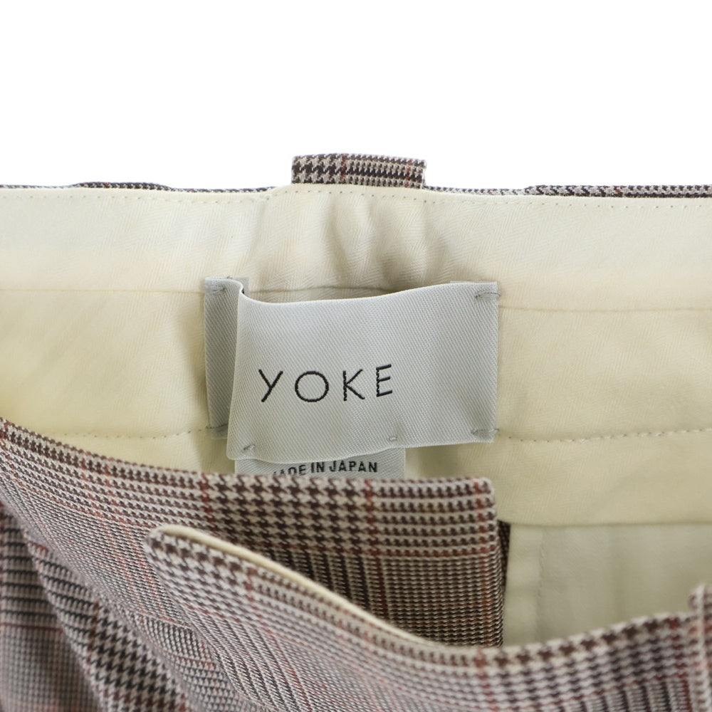 YOAK(ヨーク) 20SS 1TUCK EASY TAPERED PANTS ワンタック イージー チェックテックパンツ ブラウン YK20SS0123P