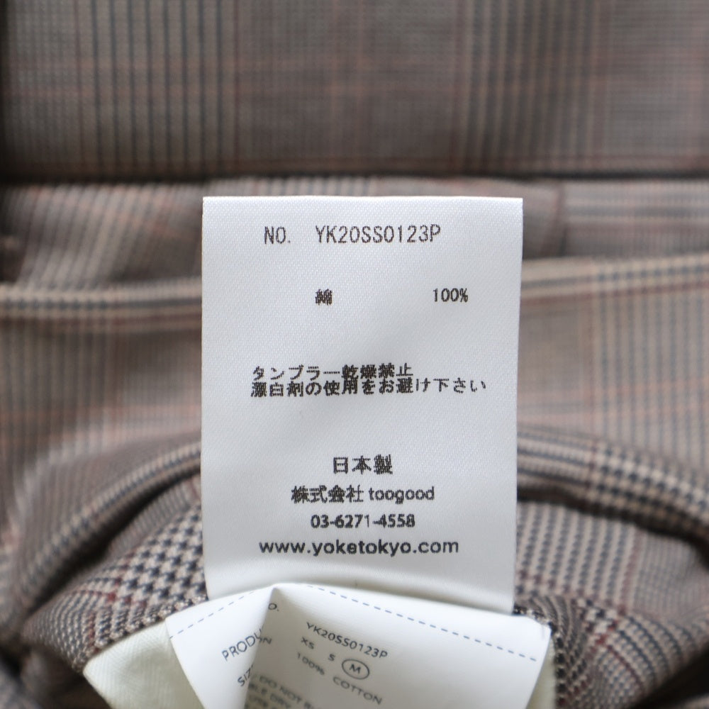 YOAK(ヨーク) 20SS 1TUCK EASY TAPERED PANTS ワンタック イージー チェックテックパンツ ブラウン YK20SS0123P
