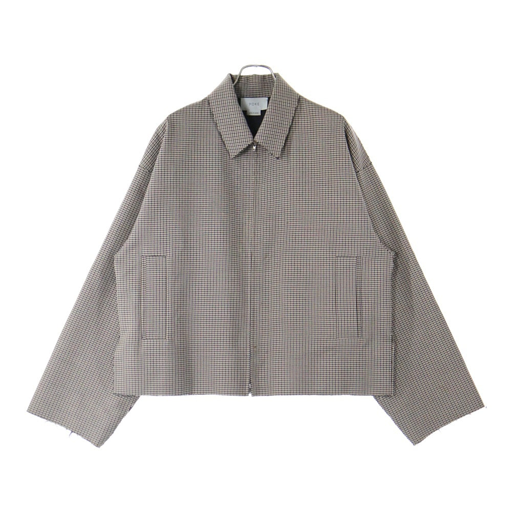 YOAK(ヨーク) 19AW CUT-OFF JACKET カットオフ フルジップ チェックジャケット ブラウン YK19AW0054B