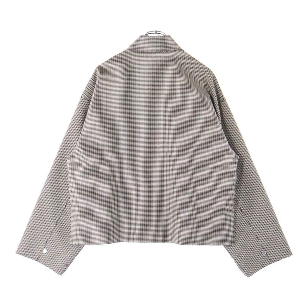 YOAK(ヨーク) 19AW CUT-OFF JACKET カットオフ フルジップ チェックジャケット ブラウン YK19AW0054B