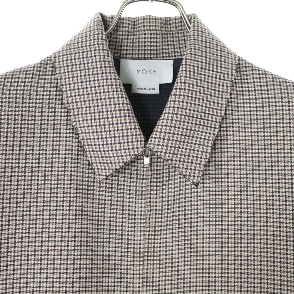 YOAK(ヨーク) 19AW CUT-OFF JACKET カットオフ フルジップ チェックジャケット ブラウン YK19AW0054B