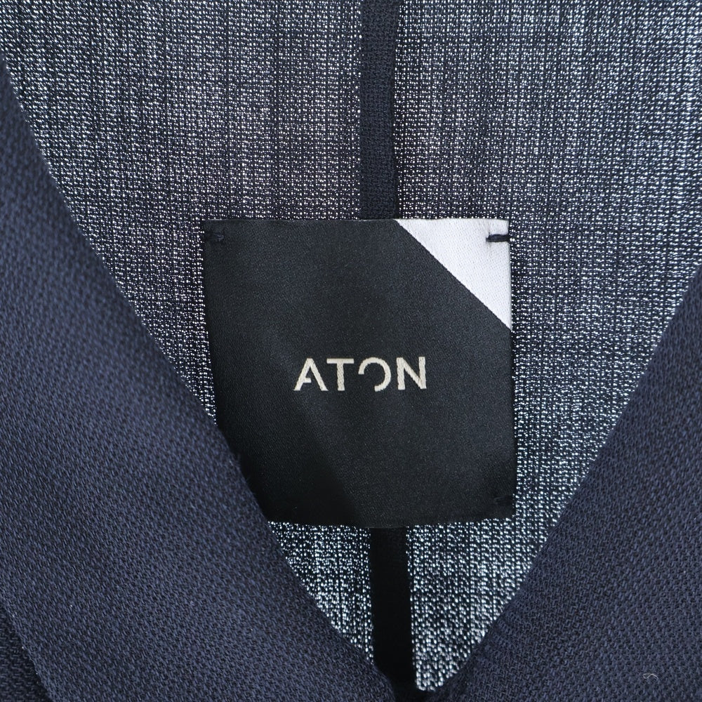 ATON(エイトン) スナップボタン 半袖オープンシャツ ブラック BL.AG.BM.0303