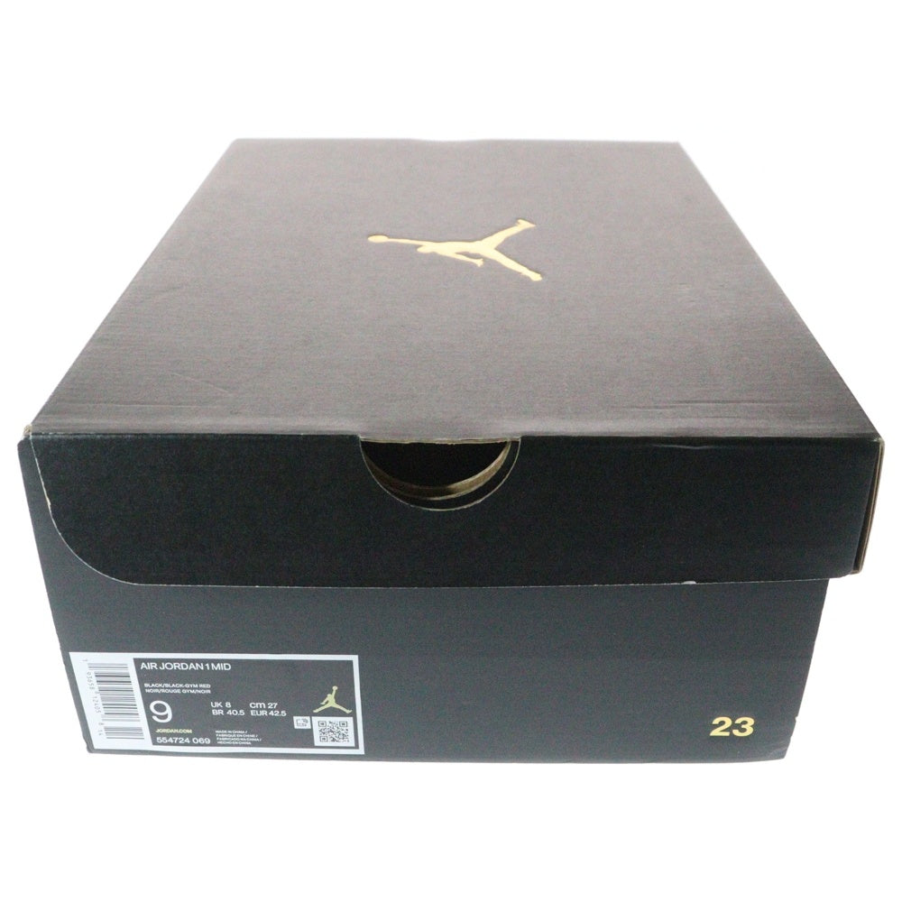 NIKE(ナイキ) AIR JORDAN 1 MID CHICAGO BLACK TOE エアジョーダン1 シカゴ ブラック トゥ つま黒 ミッドカットスニーカー ブラック/ホワイト/レッド US9/27cm 554724-069