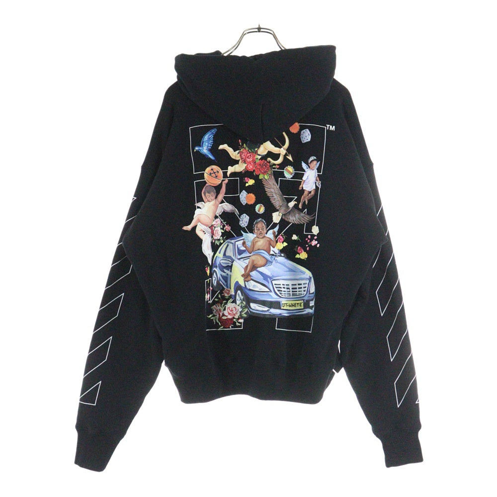 OFF-WHITE(オフホワイト) 25SS BLACK FRESCO ARROW HOODIE ブラックフレスコアロー 両面デザインプリント スウェットプルオーバーパーカー フーディー ブラック OMBB085S25FLE005