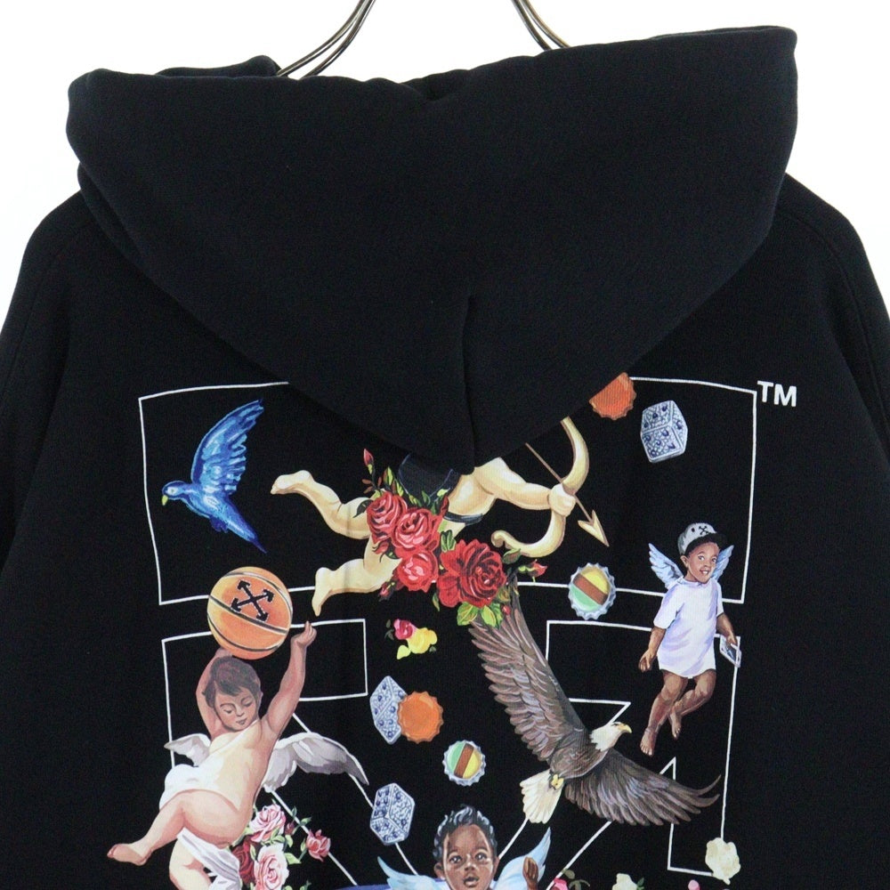 OFF-WHITE(オフホワイト) 25SS BLACK FRESCO ARROW HOODIE ブラックフレスコアロー 両面デザインプリント スウェットプルオーバーパーカー フーディー ブラック OMBB085S25FLE005