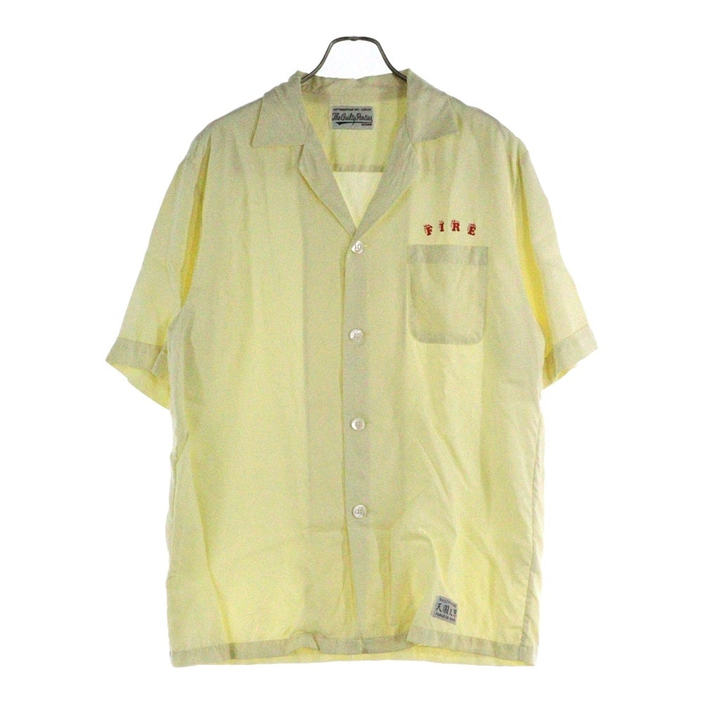 WACKO MARIA(ワコマリア) FIRE SHIRT ファイヤー ロゴプリント オープンカラー半袖シャツ ライトイエロー