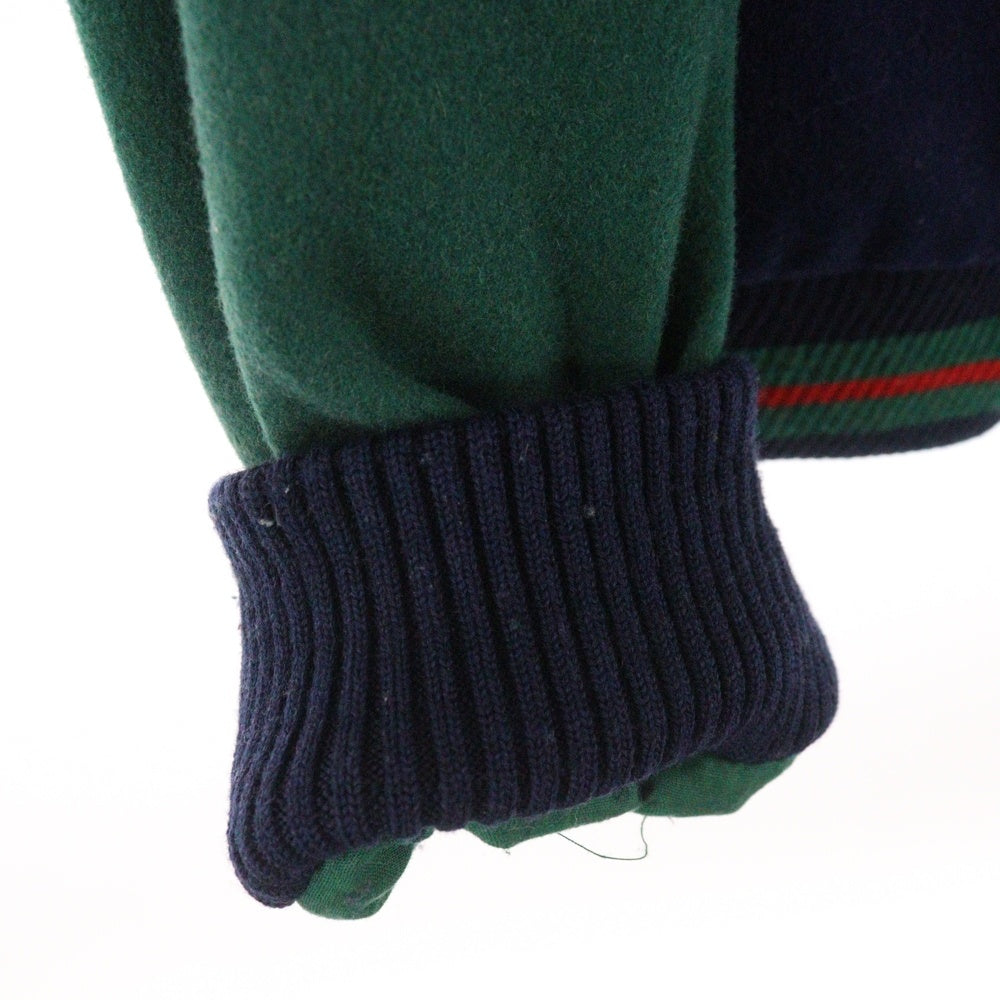 SUPREME(シュプリーム) 18SS ×LACOSTE LIVE!Wool Varsity Jacket ラコステライブ ロゴワッペン刺繍 ウールバーシティジャケット ブルゾン ネイビー/グリーン BH8505