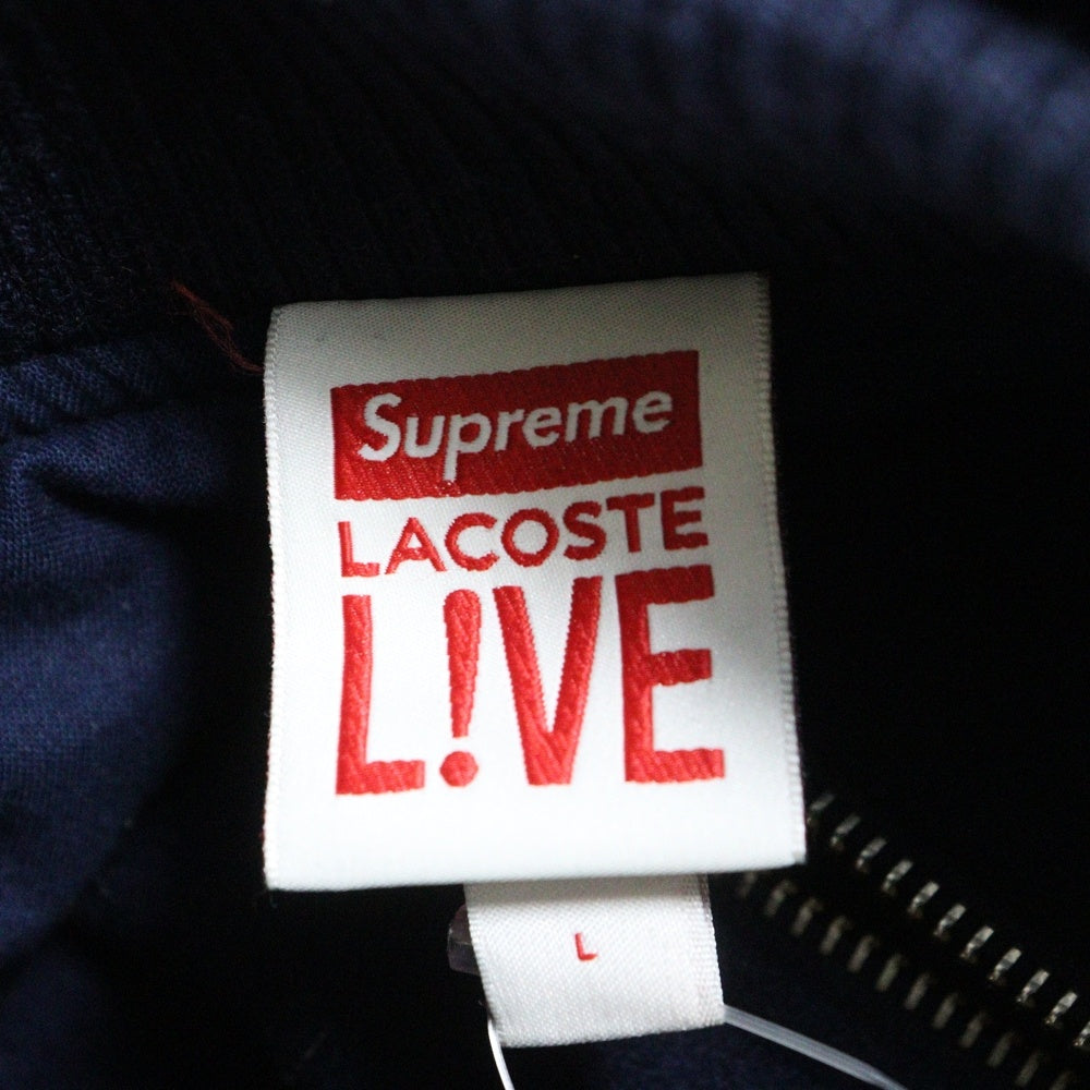 SUPREME(シュプリーム) 18SS ×LACOSTE LIVE!Wool Varsity Jacket ラコステライブ ロゴワッペン刺繍 ウールバーシティジャケット ブルゾン ネイビー/グリーン BH8505