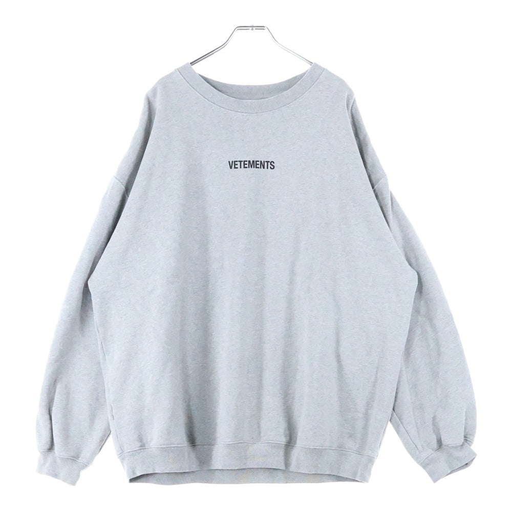 VETEMENTS(ヴェトモン) 19AW INVERTED LOGO SWEATSHIRT インバーテッド ロゴ クルーネックスウェットトレーナー グレー UAH20TR726