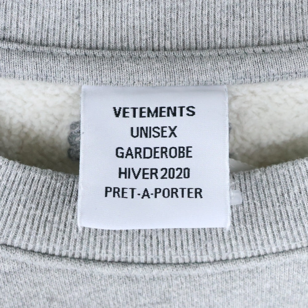 VETEMENTS(ヴェトモン) 19AW INVERTED LOGO SWEATSHIRT インバーテッド ロゴ クルーネックスウェットトレーナー グレー UAH20TR726
