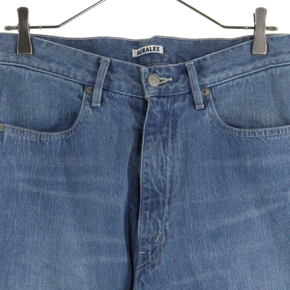 AURALEE(オーラリー) 25SS SELVEDGE FADED LIGHT DENIM PANTS セルヴィッチ フェードライト ジップフライデニムパンツ ブルー A25SP02DE