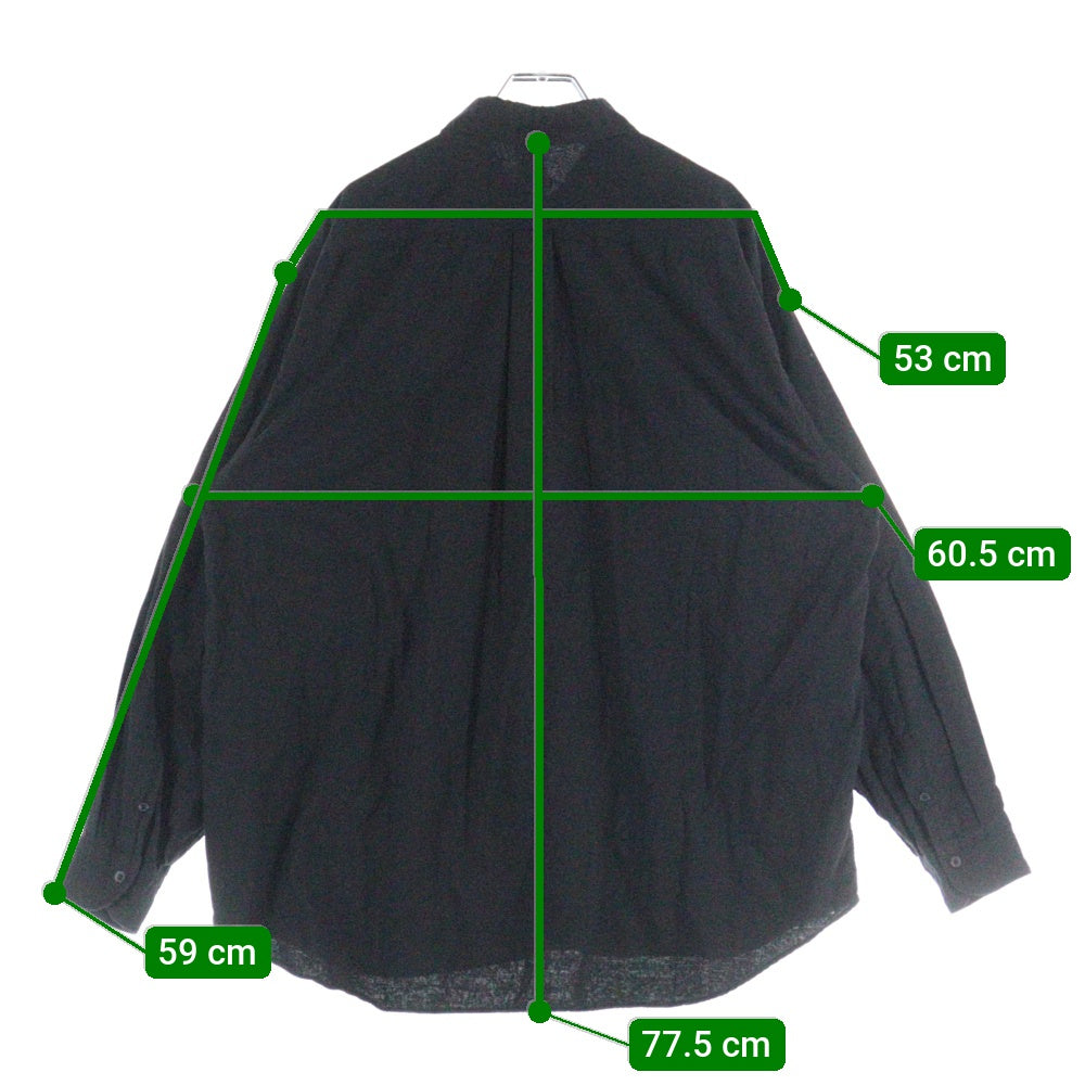 COMOLI(コモリ) 24AW KHADIコットン Wレイヤーコモリシャツ 長袖ボタンダウンシャツ ブラック A03-02006
