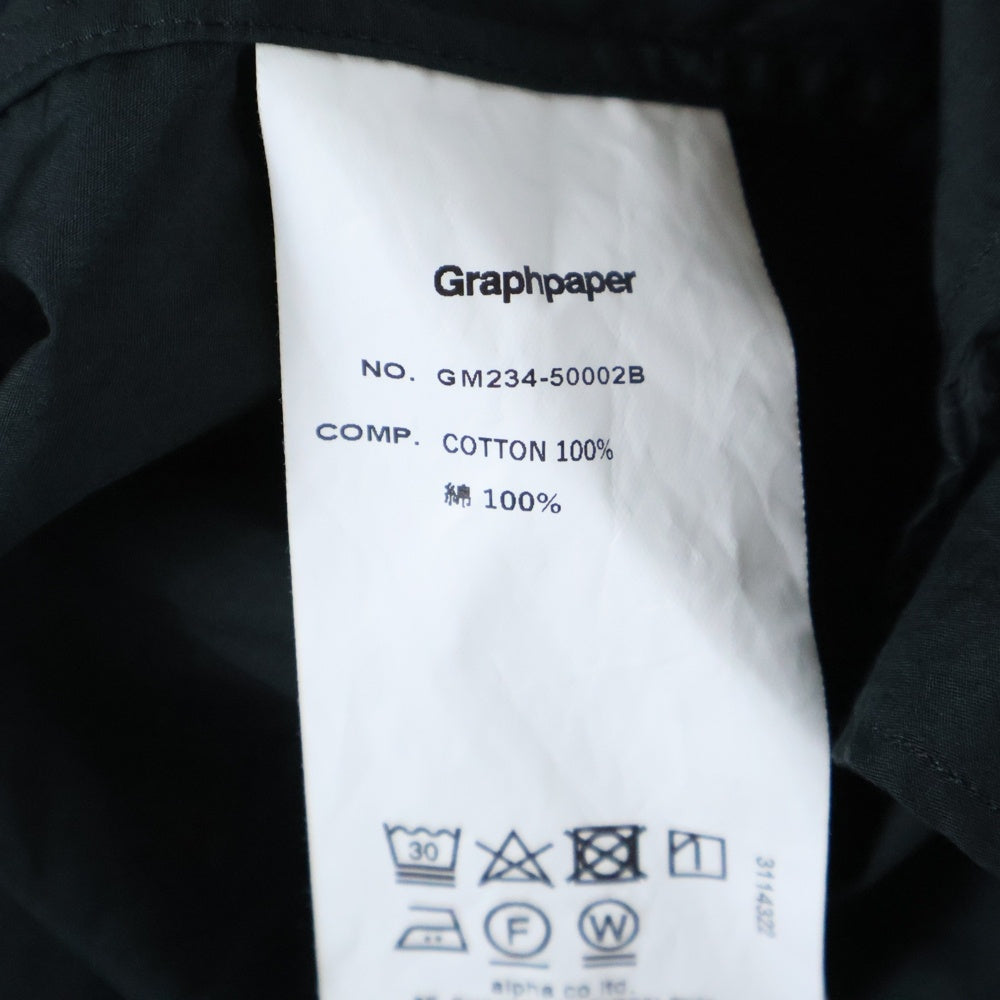 Graphpaper(グラフペーパー) 23SS BROAD L/S OVERSIZED BAND COLLAR SHIRT オーバーサイズ 長袖バンドカラーシャツ ブラック GM234-50002B
