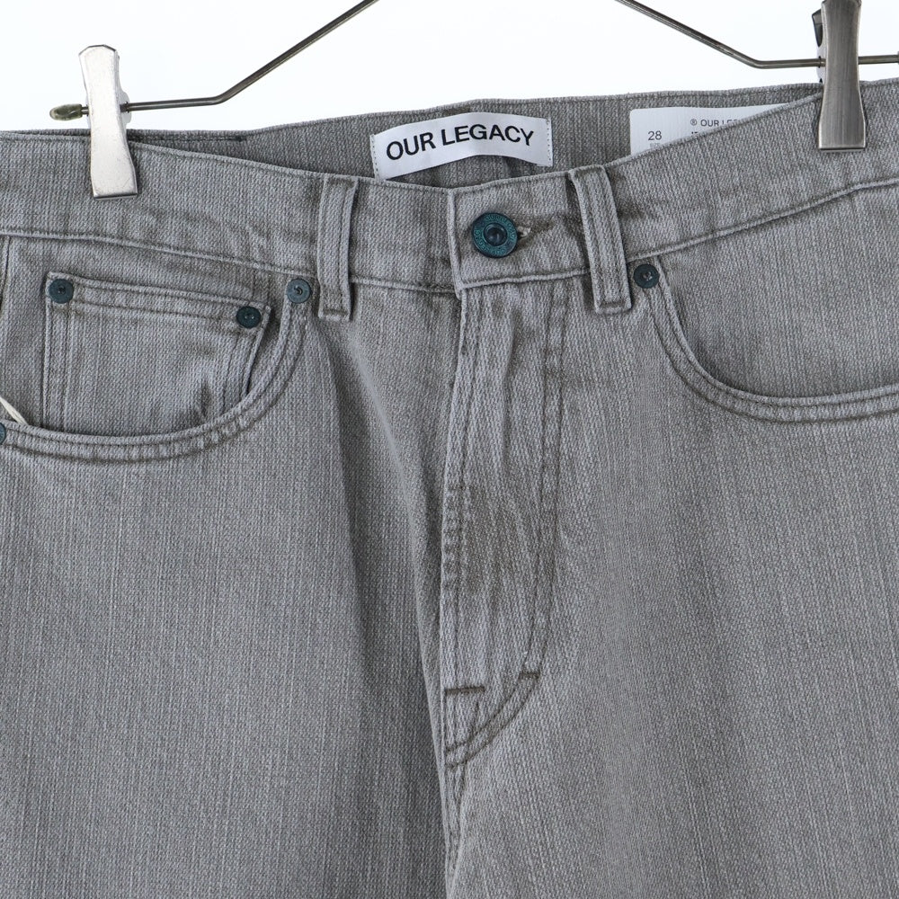 OUR LEGACY(アワーレガシー) 24AW THIRD CUT CONCRETE CHAIN TWILL ヴィンテージ加工 ワイドストレート サードカットジーンズ ジップフライデニムパンツ グレー M4245TC