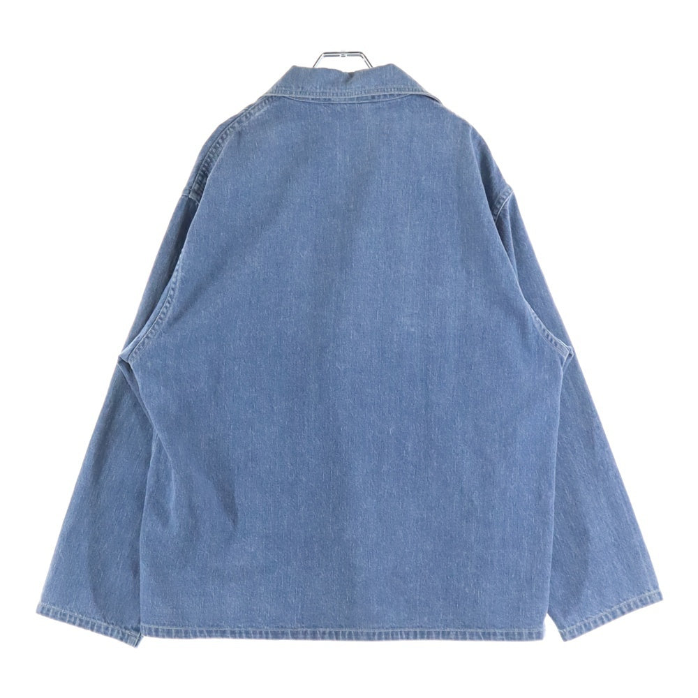 AURALEE(オーラリー) 24SS SELVEDGE FADED LIGHT DENIM P/O SHIRT セルヴィッチ フェード加工 デニムプルオーバーシャツ スキッパーシャツ インディゴ A24SS02DE
