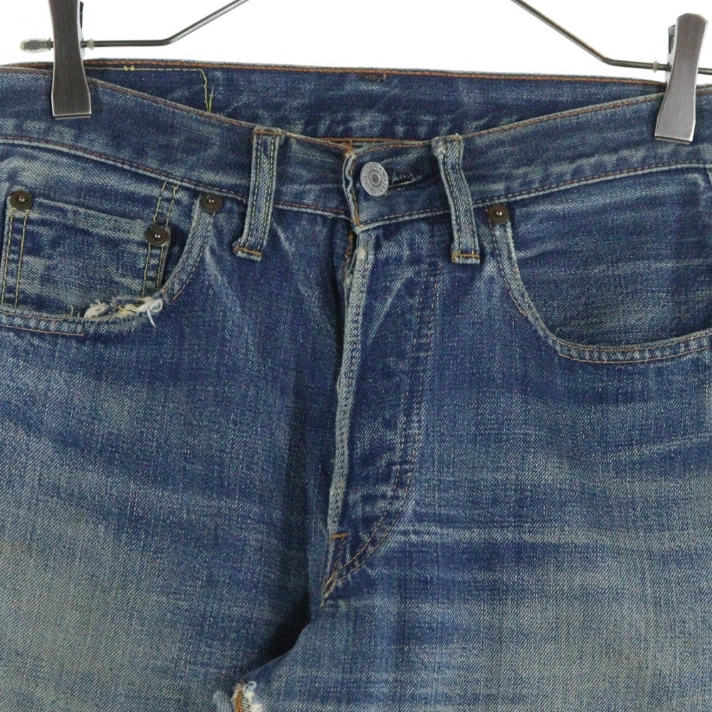 Levi's(リーバイス) 70S VINTAGE 501 BIGE 後期 ボタン裏6 平行ステッチ 紙パッチ レディース ヴィンテージ ボタンフライデニムパンツ インディゴ