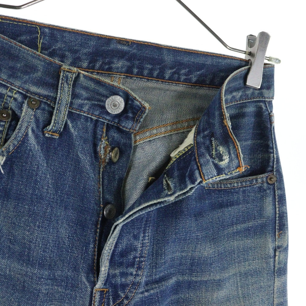 Levi's(リーバイス) 70S VINTAGE 501 BIGE 後期 ボタン裏6 平行ステッチ 紙パッチ レディース ヴィンテージ ボタンフライデニムパンツ インディゴ