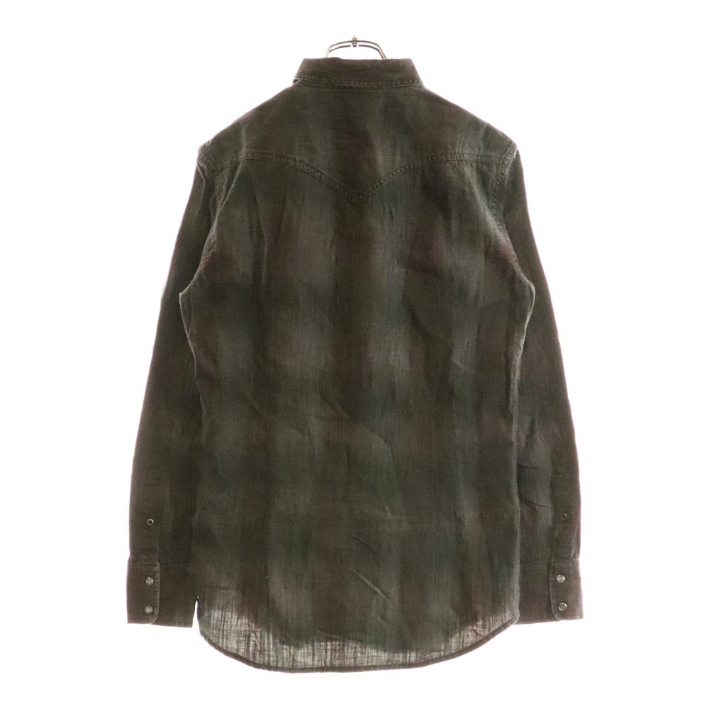 DIESEL(ディーゼル) ダブルフラップポケット 7B オンブレチェック ウエスタン 長袖シャツ グレー/ブラック