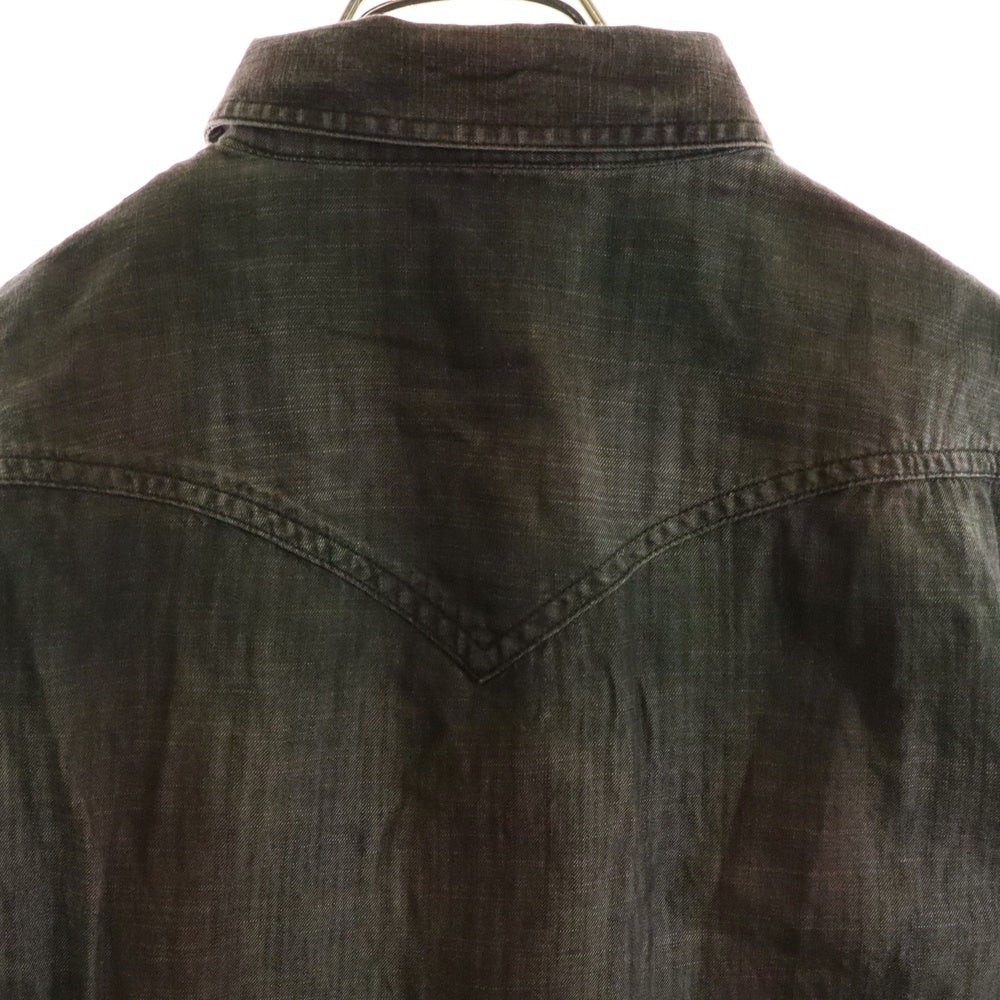 DIESEL(ディーゼル) ダブルフラップポケット 7B オンブレチェック ウエスタン 長袖シャツ グレー/ブラック