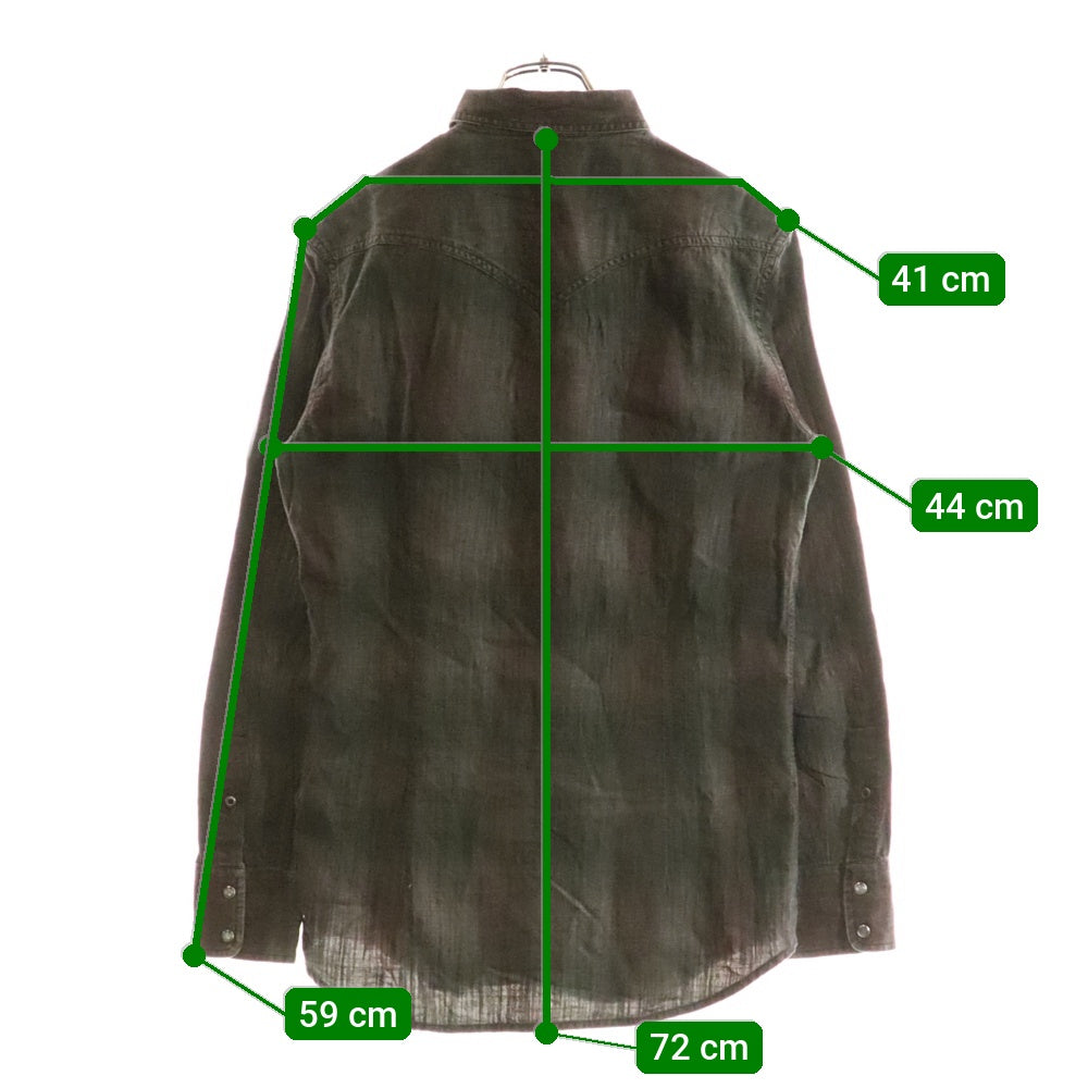 DIESEL(ディーゼル) ダブルフラップポケット 7B オンブレチェック ウエスタン 長袖シャツ グレー/ブラック