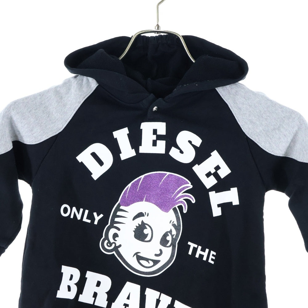 DIESEL(ディーゼル) ブレイブマン カレッジロゴデザイン ショルダー切り替え フーデッド スウェット パーカー キッズ ブラック/グレー