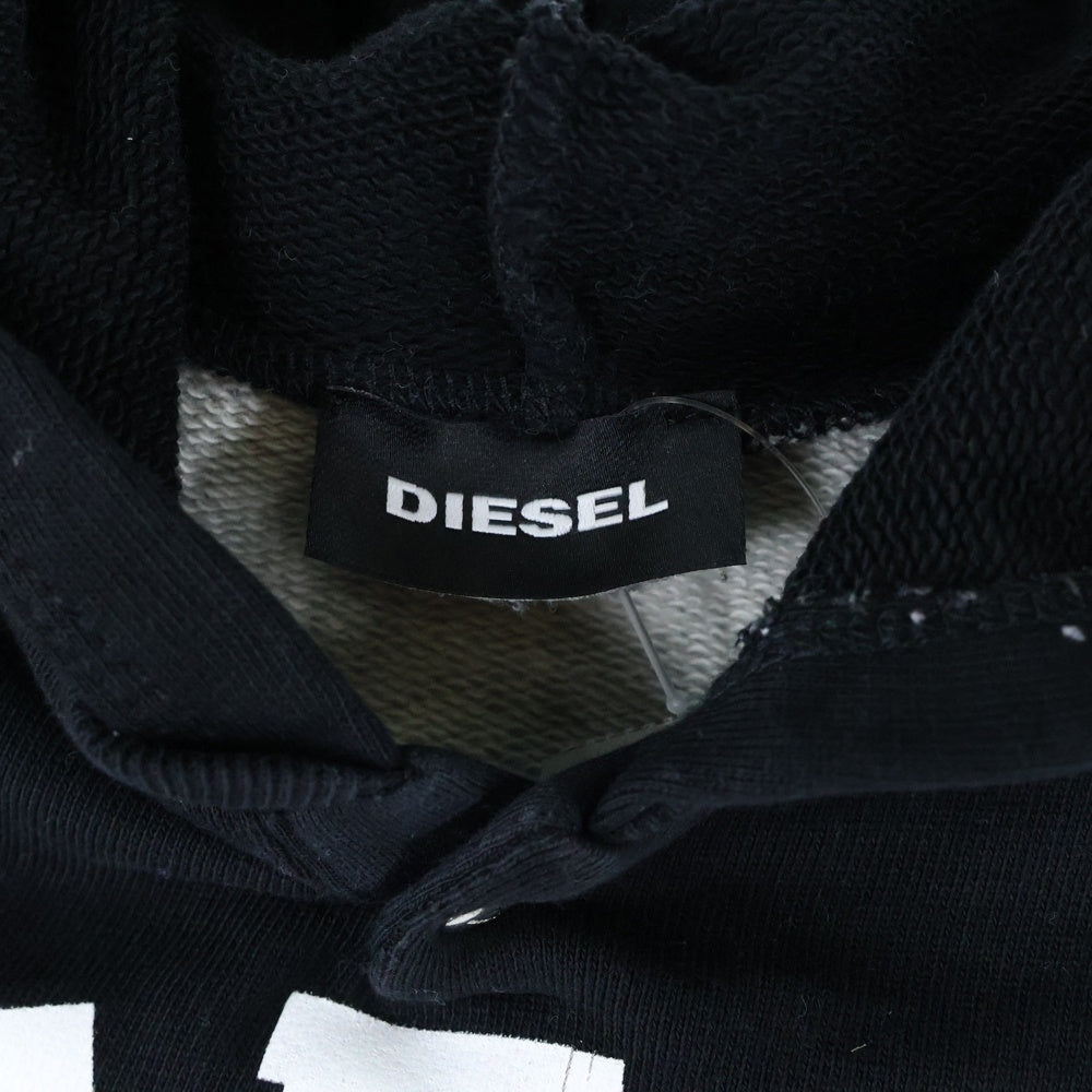 DIESEL(ディーゼル) ブレイブマン カレッジロゴデザイン ショルダー切り替え フーデッド スウェット パーカー キッズ ブラック/グレー
