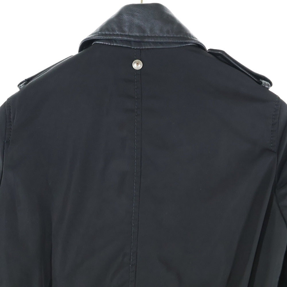 DIESEL(ディーゼル) ナイロン切り替え ジップアップ ダブル レザージャケット ブラック 00E8F200