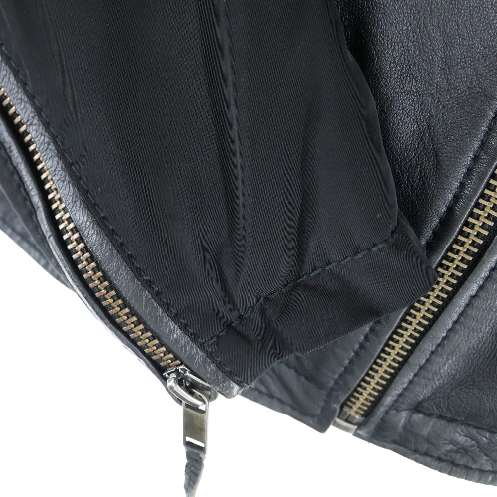 DIESEL(ディーゼル) ナイロン切り替え ジップアップ ダブル レザージャケット ブラック 00E8F200