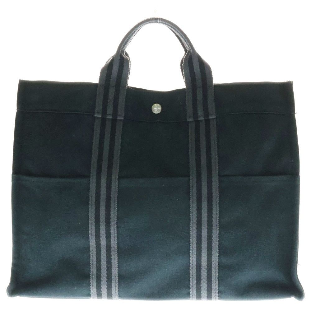 HERMES(エルメス) フールトゥMM キャンバス グレートートバッグ ハンドバッグ ブラック 100755M 2110-32