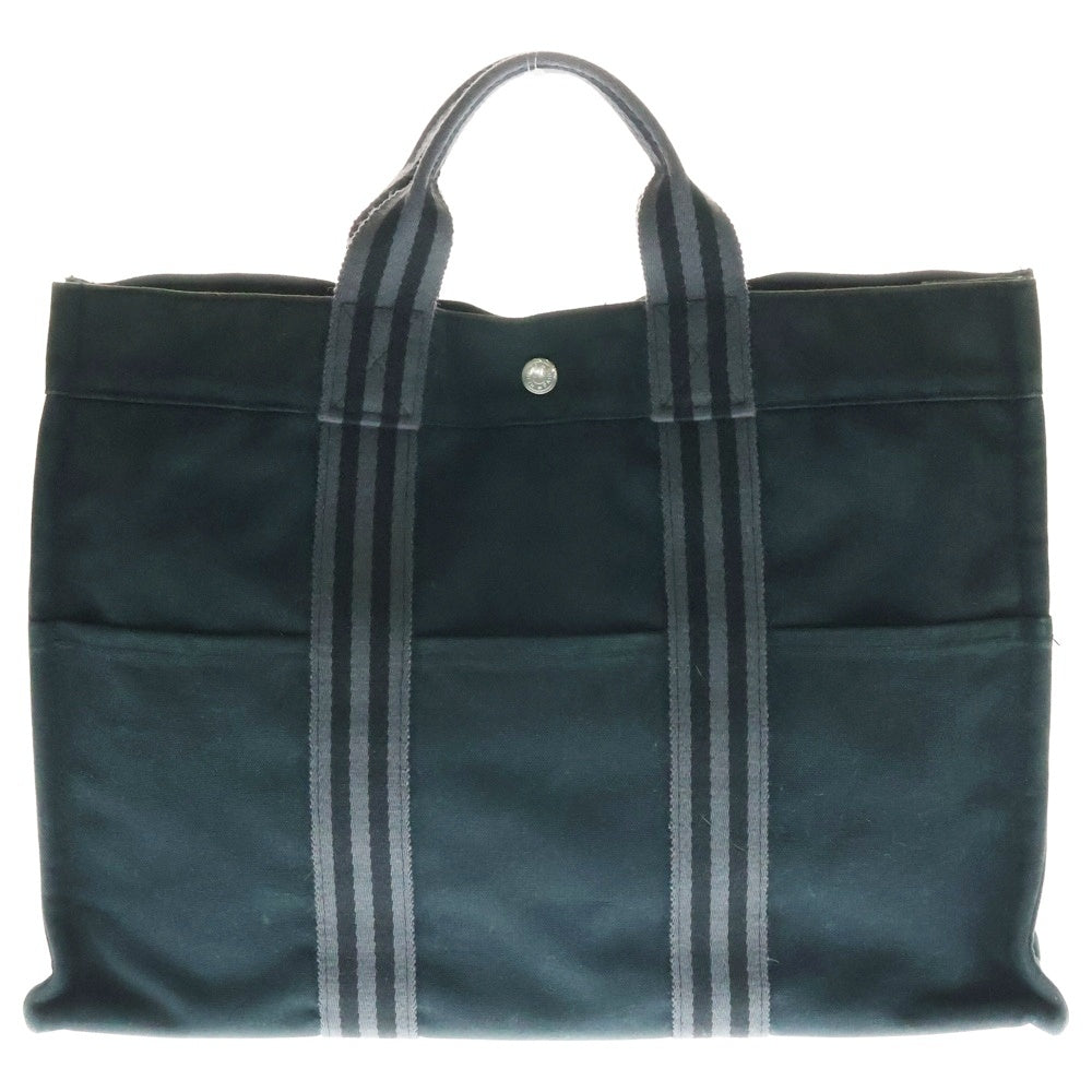 HERMES(エルメス) フールトゥMM キャンバス グレートートバッグ ハンドバッグ ブラック 100755M 2110-32