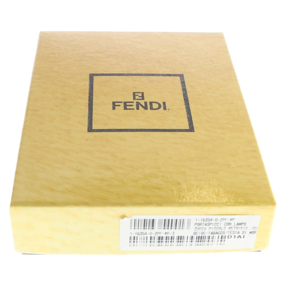 FENDI(フェンディ) ズッキーノ ズッカ柄 クリスタル ウォレットオンストラップ ショルダーバッグ ブラウン