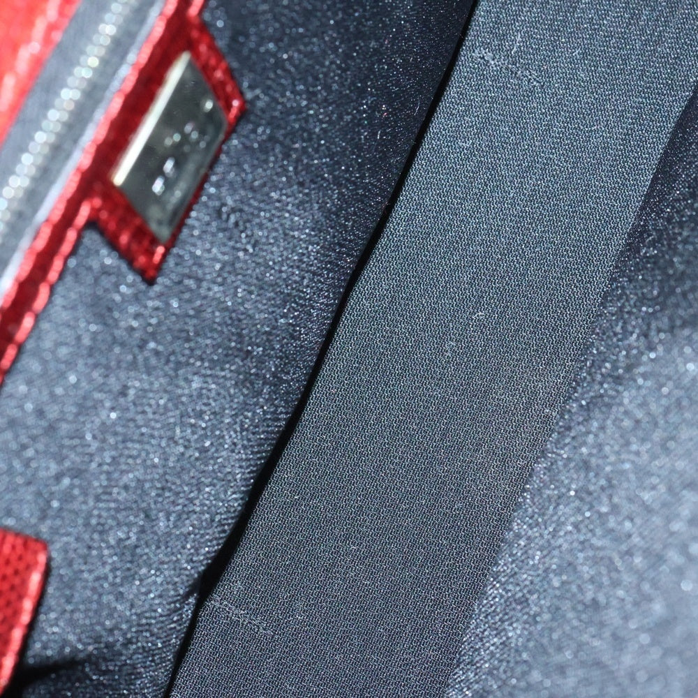 FENDI(フェンディ) ベルベット レザー ズッカロゴ ハンドバッグ レッド