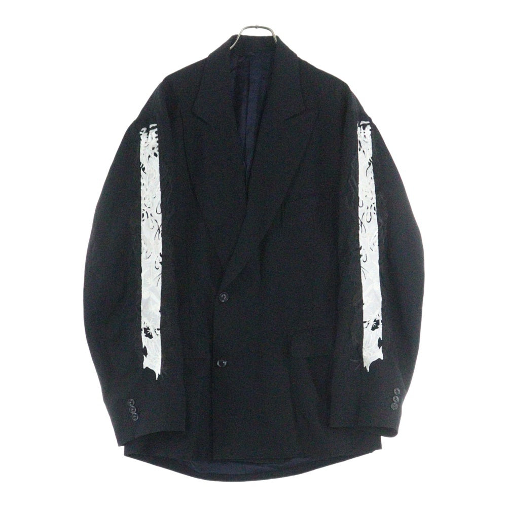 doublet(ダブレット) 19AW LINED CHAOS EMBROIDERY TAILORED JKT ラインド カオス エンブロイダリー シングルテーラードジャケット ブラック 19AW13JK27