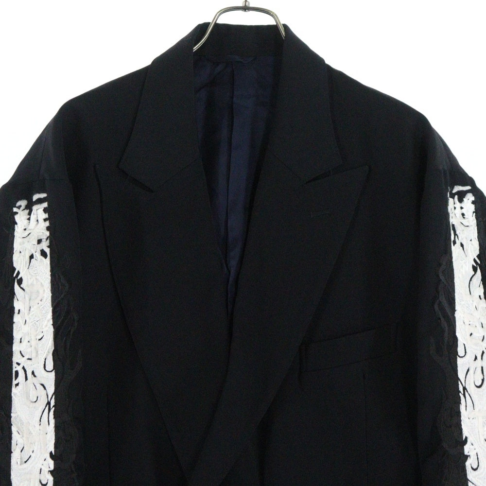 doublet(ダブレット) 19AW LINED CHAOS EMBROIDERY TAILORED JKT ラインド カオス エンブロイダリー シングルテーラードジャケット ブラック 19AW13JK27