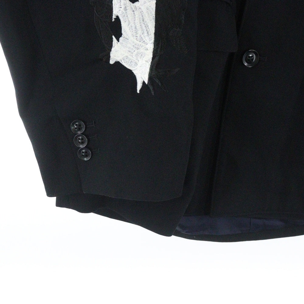 doublet(ダブレット) 19AW LINED CHAOS EMBROIDERY TAILORED JKT ラインド カオス エンブロイダリー シングルテーラードジャケット ブラック 19AW13JK27