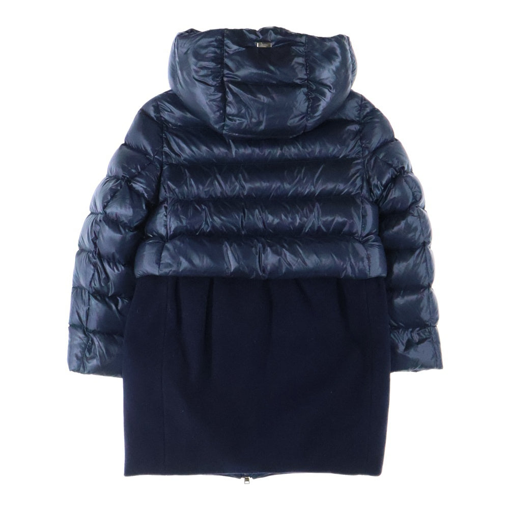 HERNO(ヘルノ) 切り替え ジップアップフーデッドダウンコート レディース ネイビー 37216-34665-6