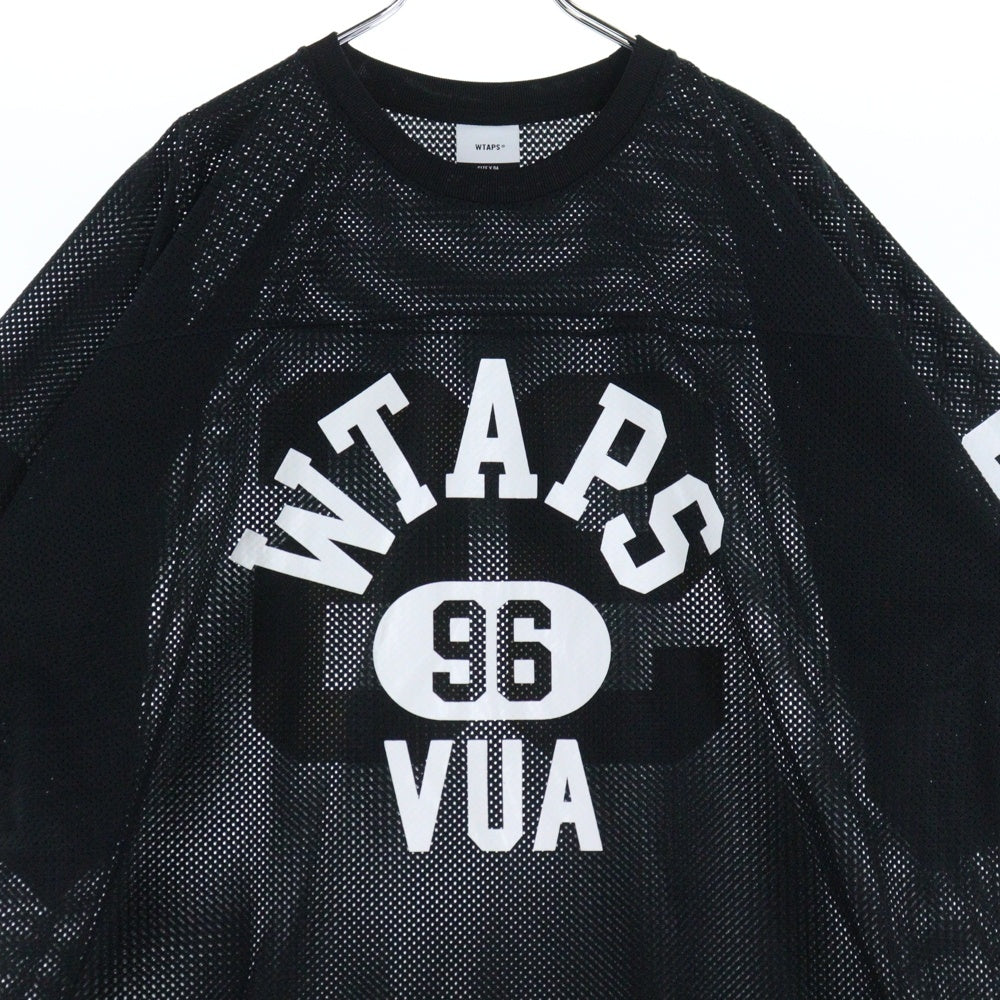 WTAPS(ダブルタップス) 24SS QB / SS / POLY ERA Black ポリ エラ 両面プリント メッシュ 半袖フットボールシャツ ブラック 241ATDT-CSM36