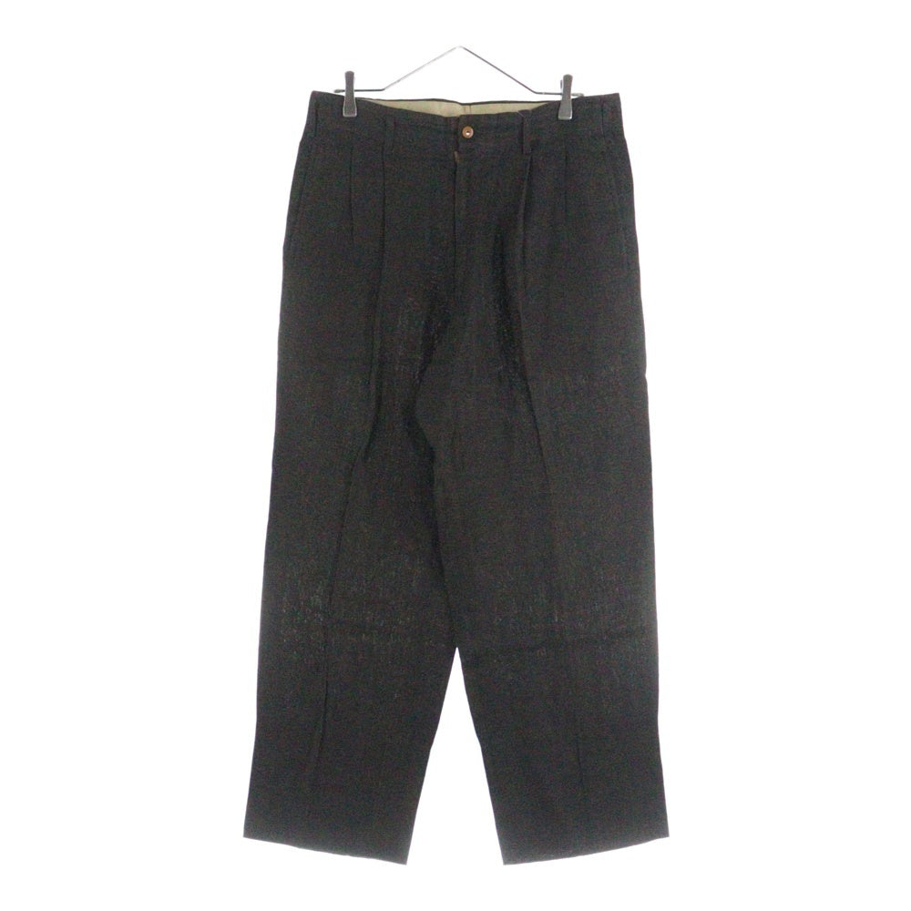 VINTAGE(ヴィンテージ) 80S VINTAGE DEZERT デザート ツータック リネン ワイドスラックスパンツ ブラウン