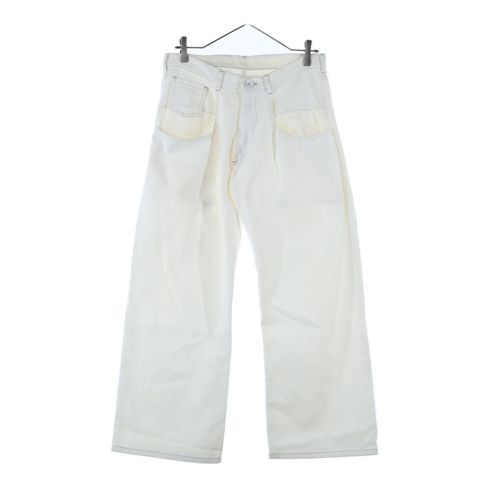 Maison Margiela 1(メゾンマルジェラ) 18SS 5ポケット コットン ジップフライ ワイドデ二ムパンツ ホワイト S51LA0047