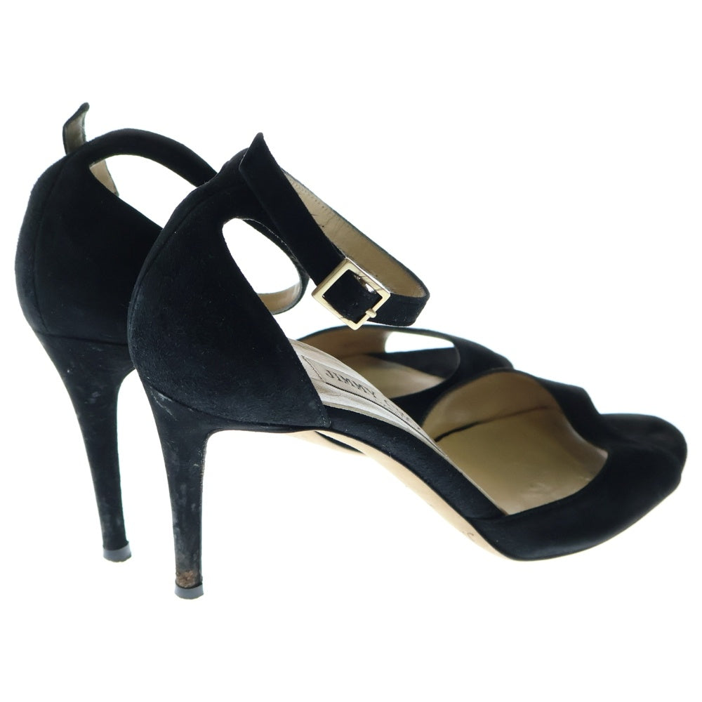 JIMMY CHOO(ジミーチュウ) ANNIE 85 アミー オープントゥ スウェード ハイヒール サンダル ブラック レディース