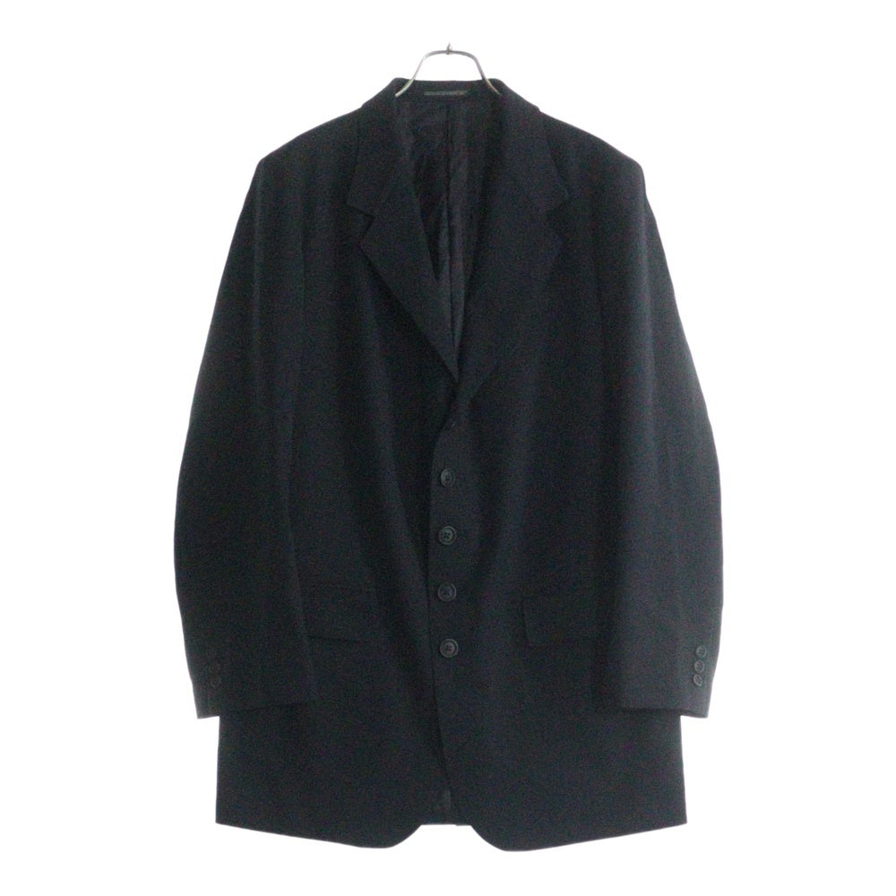 Yohji Yamamoto POUR HOMME(ヨウジヤマモト プールオム) 24AW WOOL GABARDINE 5BUTTON JACKET ウールギャバジン 5ボタン ノッチドラペル ビックシルエット テーラードジャケット ブラック HO-J70-534