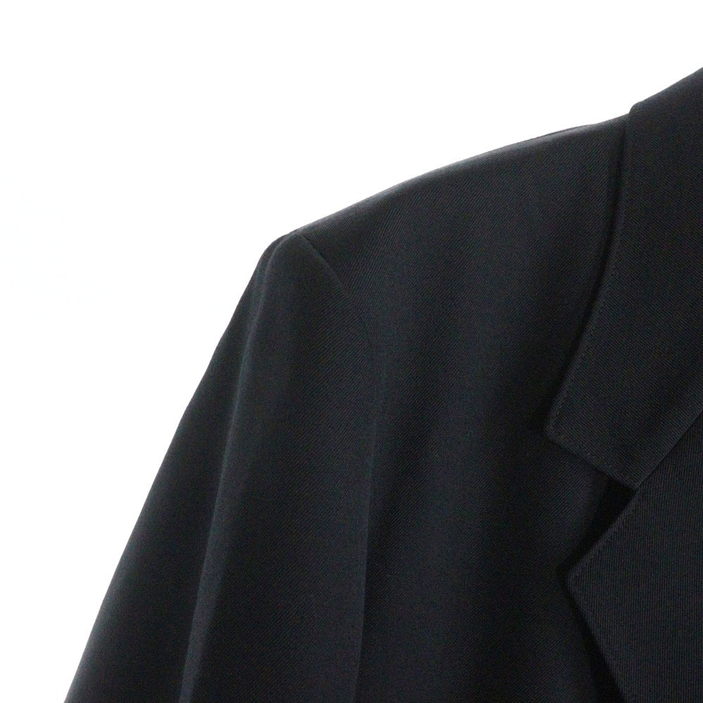 Yohji Yamamoto POUR HOMME(ヨウジヤマモト プールオム) 24AW WOOL GABARDINE 5BUTTON JACKET ウールギャバジン 5ボタン ノッチドラペル ビックシルエット テーラードジャケット ブラック HO-J70-534