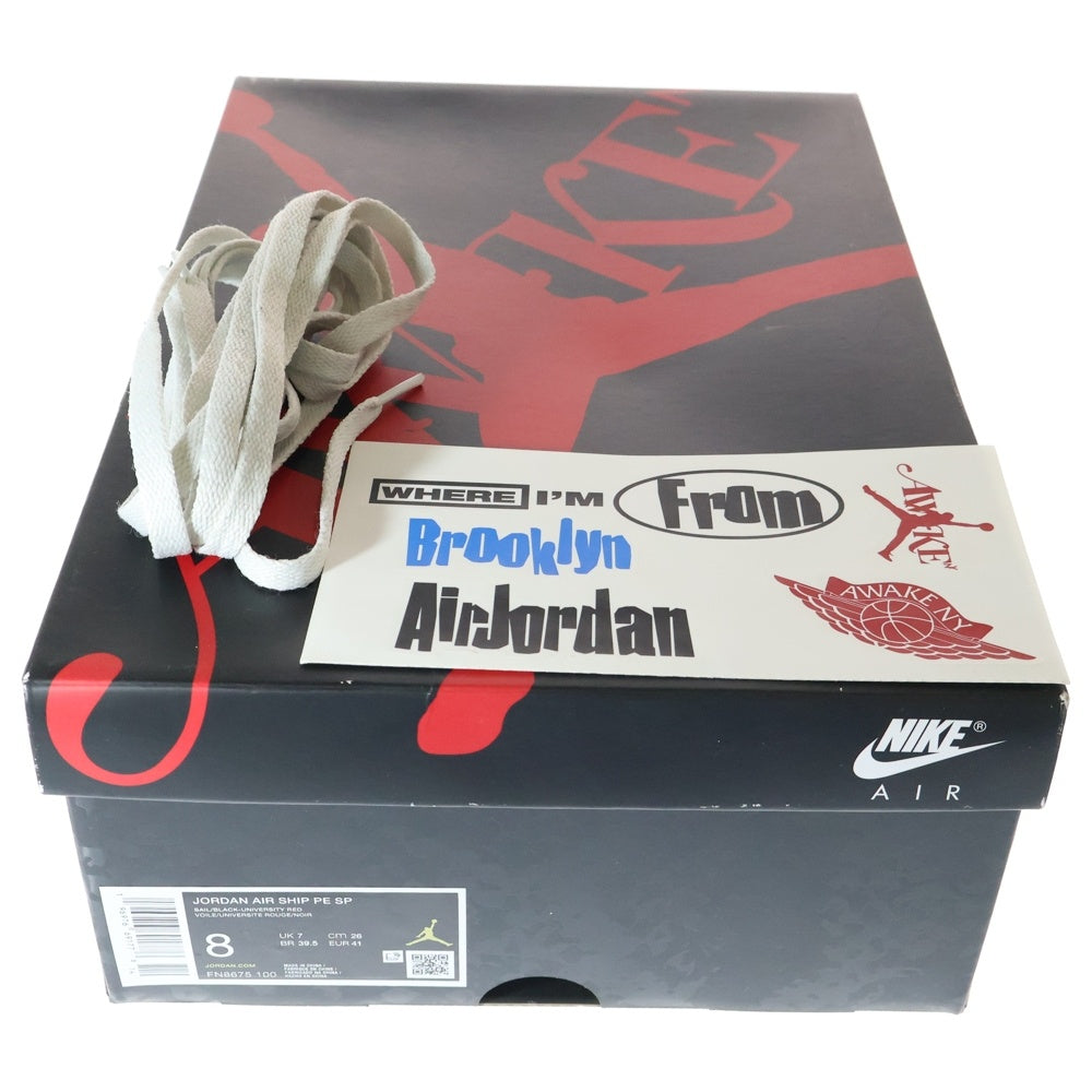 NIKE(ナイキ) ×Awake NY JORDAN AIR SHIP アウェイクニューヨーク ジョーダン エアシップ ハイカットスニーカー ホワイト/レッド US8/26cm FN8675-100