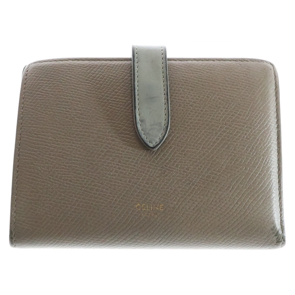 CELINE(セリーヌ) ミディアム カーフスキン バイカラー 二つ折り財布 ベージュ グレー 10B643BRU