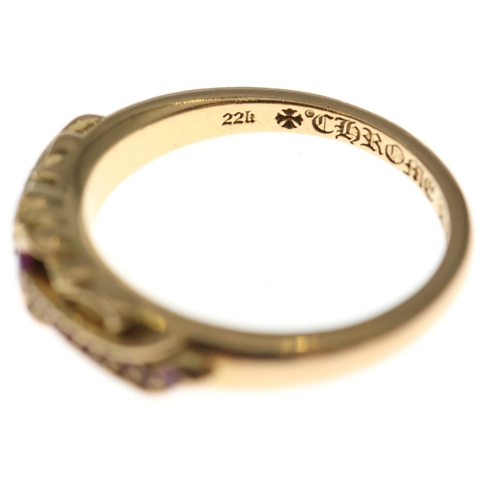 CHROME HEARTS(クロムハーツ) 22K BABYCLSC P/SAP P ベイビークラシック フローラルクロスリング PAVEピンクサファイア ゴールド
