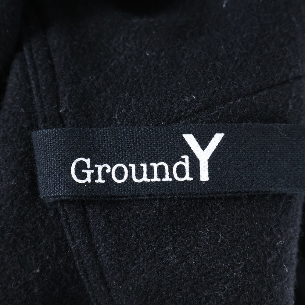 Ground Y(グラウンドワイ) 19AW インディアフラノ ダブルフーデッドロングコート ブラック GC-C06-102