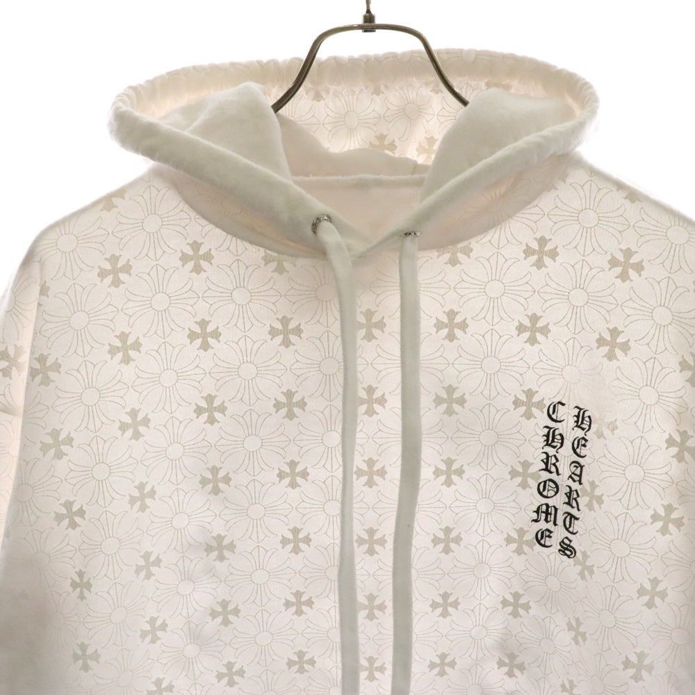 CHROME HEARTS(クロムハーツ) HD PLVR CH PLS PRNT CHプラス総柄 ホースシュー プリント プルオーバー スウェット パーカー ホワイト