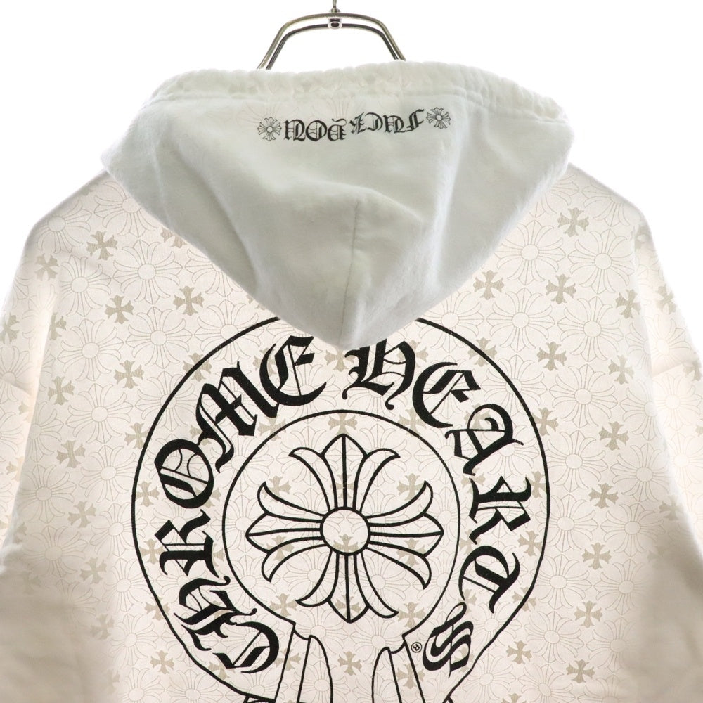 CHROME HEARTS(クロムハーツ) HD PLVR CH PLS PRNT CHプラス総柄 ホースシュー プリント プルオーバー スウェット パーカー ホワイト