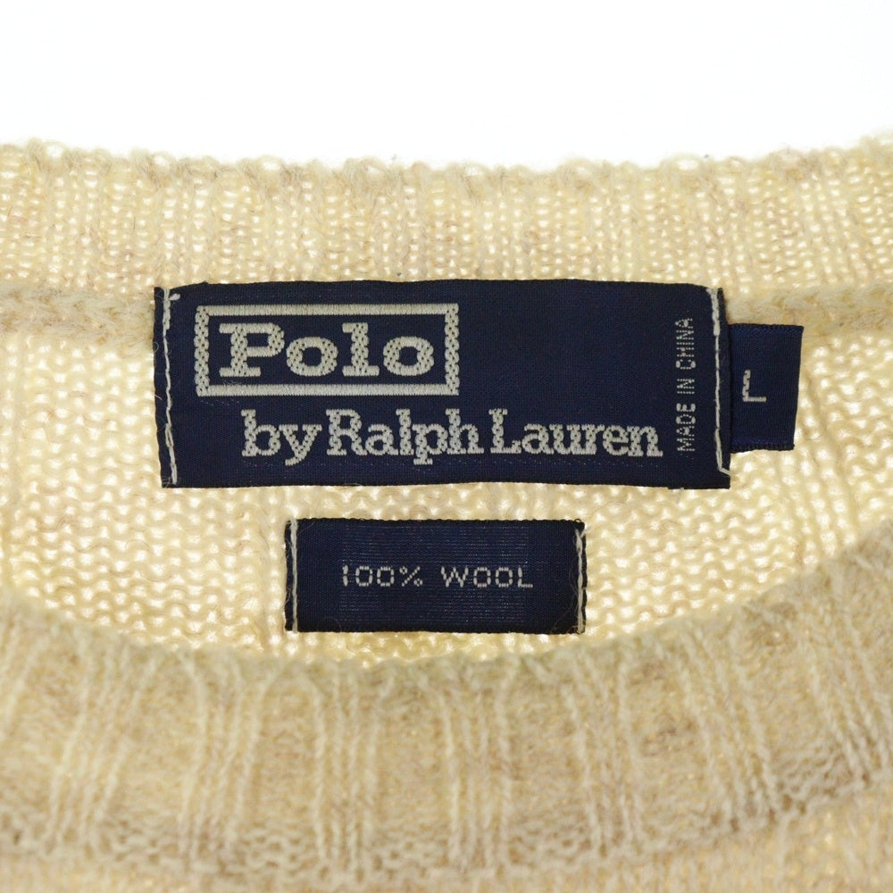 POLO RALPH LAUREN(ポロラルフローレン) ウール ロゴエンブロイダリー クルーネック ニット ベージュ